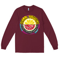 Burgundy Hello Summer Long Sleeve Tee - CowhideDigitalArt