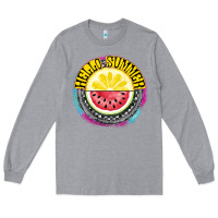 Heather Grey Hello Summer Long Sleeve Tee - CowhideDigitalArt