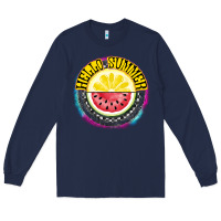 Navy Hello Summer Long Sleeve Tee - CowhideDigitalArt