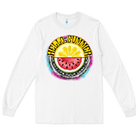 White Hello Summer Long Sleeve Tee - CowhideDigitalArt