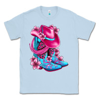 Dusty Blue valentine cowboy boots and hat olivia Classic Tee - OliviaCreatesArt