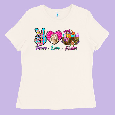 Peace Love Easter Ladies Tee Designed By Bundleandbundleshop