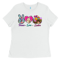 White Peace Love Easter Ladies Tee - BundleAndBundleShop