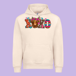 Xoxo Valentine's Day Highland Cow Urban Hoodie Designed By Jasminsmagicworld