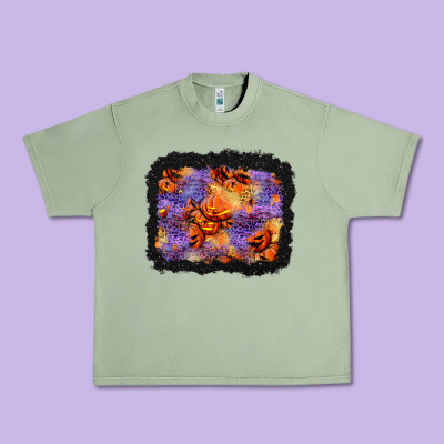 Halloween Pumpkin And Leopard Background Urban Heavy Tee Designed By Bundleandbundleshop
