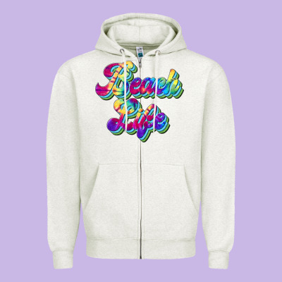 Beach Life Zipper Hoodie Designed By Jahusdesignshop