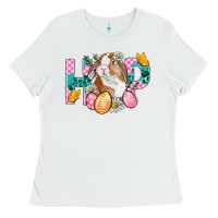 White Hop Bunny Easter Ladies Tee - BundleAndBundleShop