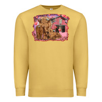 Antique Gold valentines day mama cow and baby cows Premium Sweatshirt - RanaPortraitStore