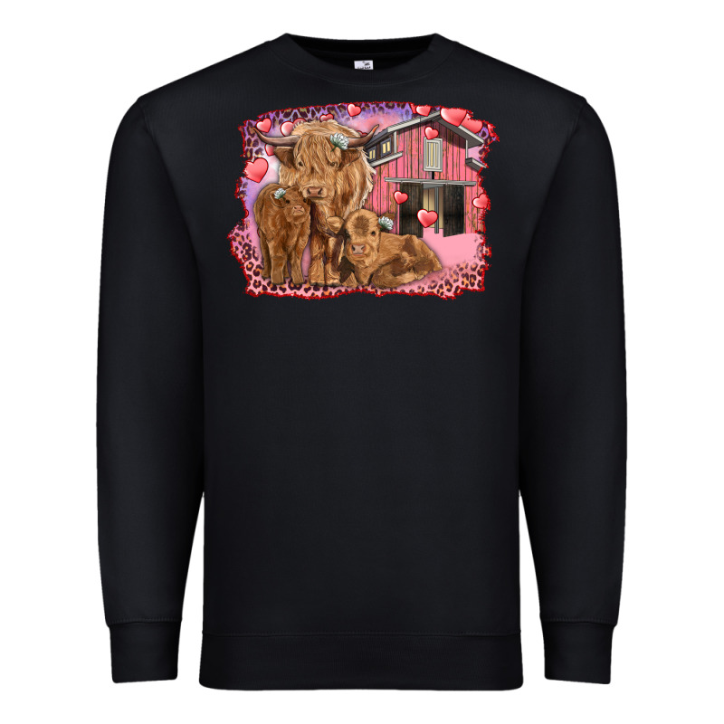 Valentines Day Mama Cow And Baby Cows Premium Sweatshirt by RanaPortraitStore | Teevron