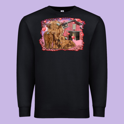 Valentines Day Mama Cow And Baby Cows Premium Sweatshirt Designed By Ranaportraitstore