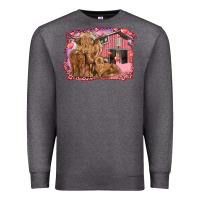 Charcoal Heather valentines day mama cow and baby cows Premium Sweatshirt - RanaPortraitStore