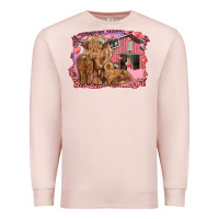 Pale Pink valentines day mama cow and baby cows Premium Sweatshirt - RanaPortraitStore
