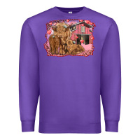 Purple valentines day mama cow and baby cows Premium Sweatshirt - RanaPortraitStore