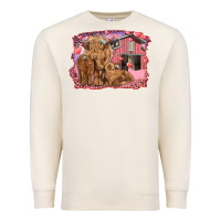 Sandshell valentines day mama cow and baby cows Premium Sweatshirt - RanaPortraitStore