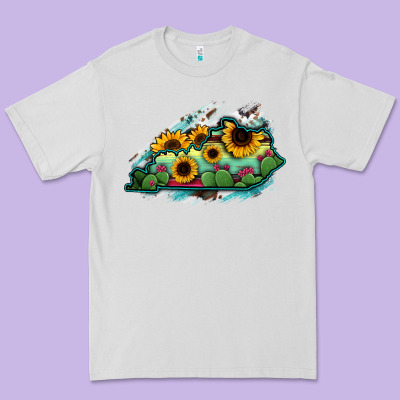 Kentucky Map Sunflower Cactus Serape Premium Tee Designed By Ranaportraitstore