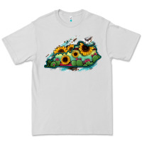 Dove Grey Kentucky map sunflower cactus serape Premium Tee - RanaPortraitStore