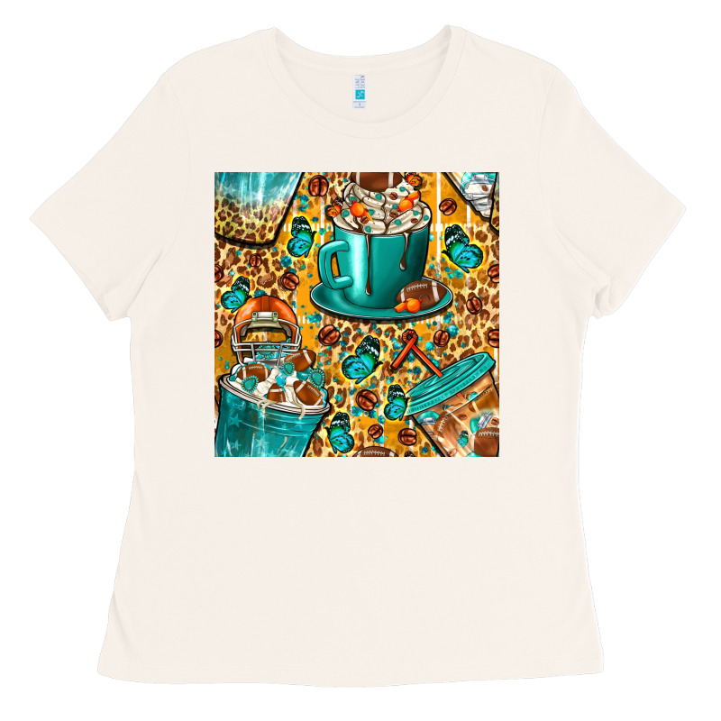 American Football Coffee Cups With Butterfly And Leopard Seamless Patt Ladies Tee by BundleAndBundleShop | Teevron
