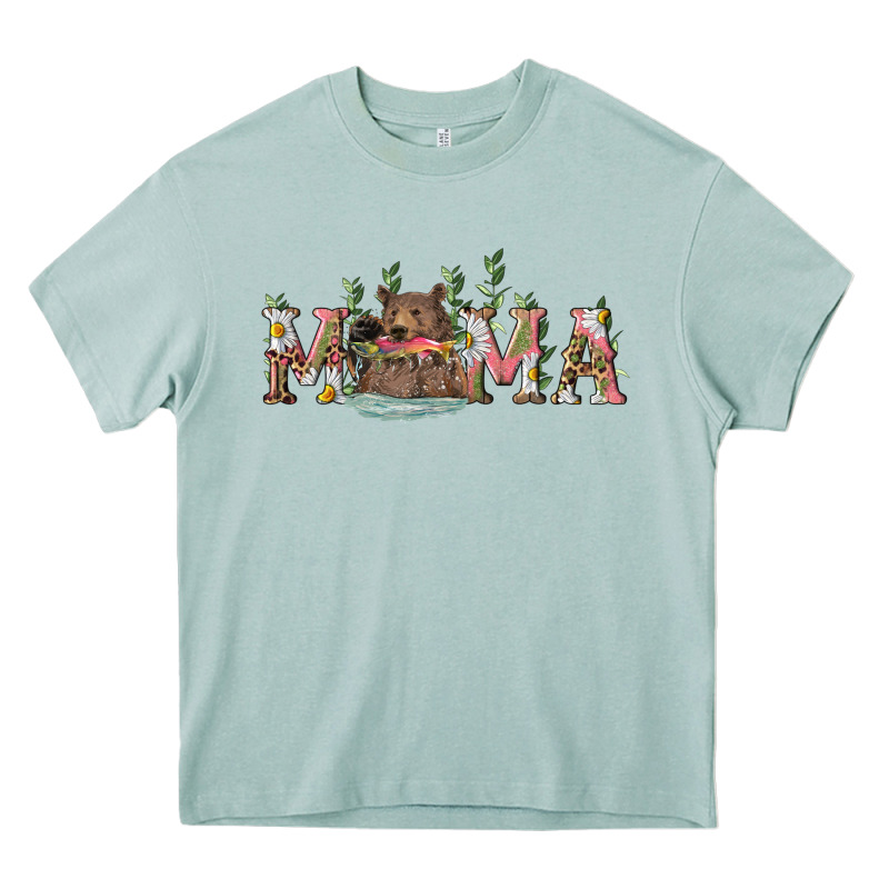 Mama With Bear And Daisy Heavy Core Tee by RanaPortraitStore | Teevron