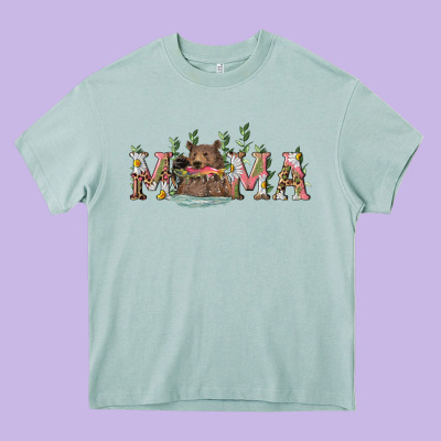 Mama With Bear And Daisy Heavy Core Tee Designed By Ranaportraitstore