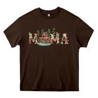 Chocolate Brown Mama with bear and daisy Heavy Core Tee - RanaPortraitStore