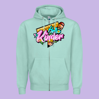 Hello Kinder Zipper Hoodie Designed By Jahusdesignshop