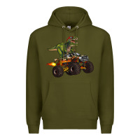 Army Green monster truck and t rex dinosaur Premium Hoodie - Artiststas
