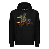 Black monster truck and t rex dinosaur Premium Hoodie - Artiststas