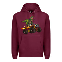 Burgundy monster truck and t rex dinosaur Premium Hoodie - Artiststas
