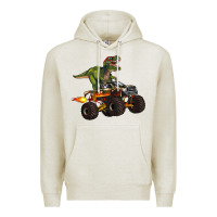 Oatmeal Heather monster truck and t rex dinosaur Premium Hoodie - Artiststas
