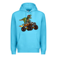 Ocean Blue monster truck and t rex dinosaur Premium Hoodie - Artiststas