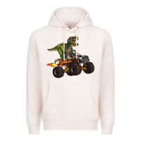Pale Pink monster truck and t rex dinosaur Premium Hoodie - Artiststas
