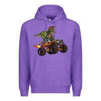 Purple monster truck and t rex dinosaur Premium Hoodie - Artiststas