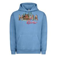 Pigment Pebble Blue Mama bear with daisy Urban Hoodie - RanaPortraitStore