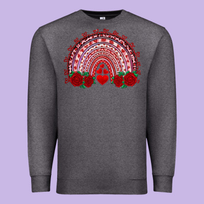 Valentines Day Rainbow With Roses Premium Sweatshirt Designed By Ranaportraitstore