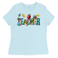 Baby Blue Easter Teacher Ladies Tee - BundleAndBundleShop