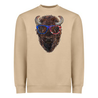 Mushroom bison with american flag glasses Heavyweight Sweatshirt - RanaPortraitStore