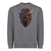 Storm bison with american flag glasses Heavyweight Sweatshirt - RanaPortraitStore