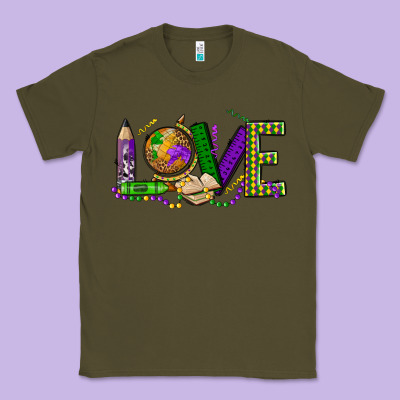 Love Teacher Mardi Gras Classic Tee Designed By Oliviacreatesart
