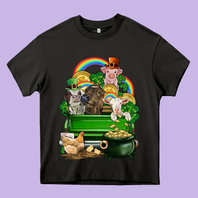 St. Patrick's Day Animal Truck Heavy Core Tee Designed By Cowgirlartshop