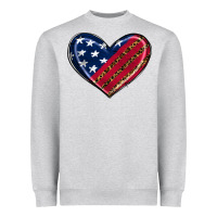 Heather Grey leopard with american flag Heavyweight Sweatshirt - RanaPortraitStore