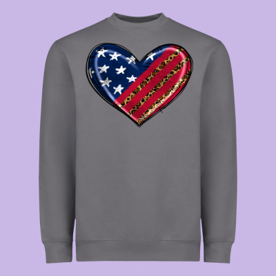 Leopard With American Flag Heavyweight Sweatshirt Designed By Ranaportraitstore