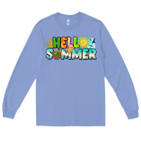 Colony Blue Hello Summer Long Sleeve Tee - CowhideDigitalArt