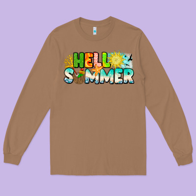 Hello Summer Long Sleeve Tee Designed By Cowhidedigitalart