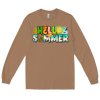 Toasted Coconut Hello Summer Long Sleeve Tee - CowhideDigitalArt