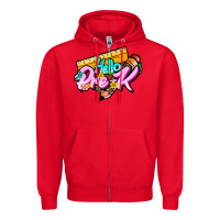 Red hello pre k Zipper Hoodie - JahusDesignShop