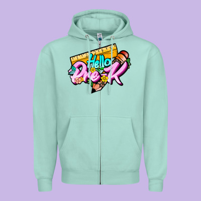 Hello Pre K Zipper Hoodie Designed By Jahusdesignshop