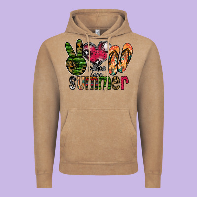 Peace Love Summer Vintage Hoodie Designed By Cowhidedigitalart