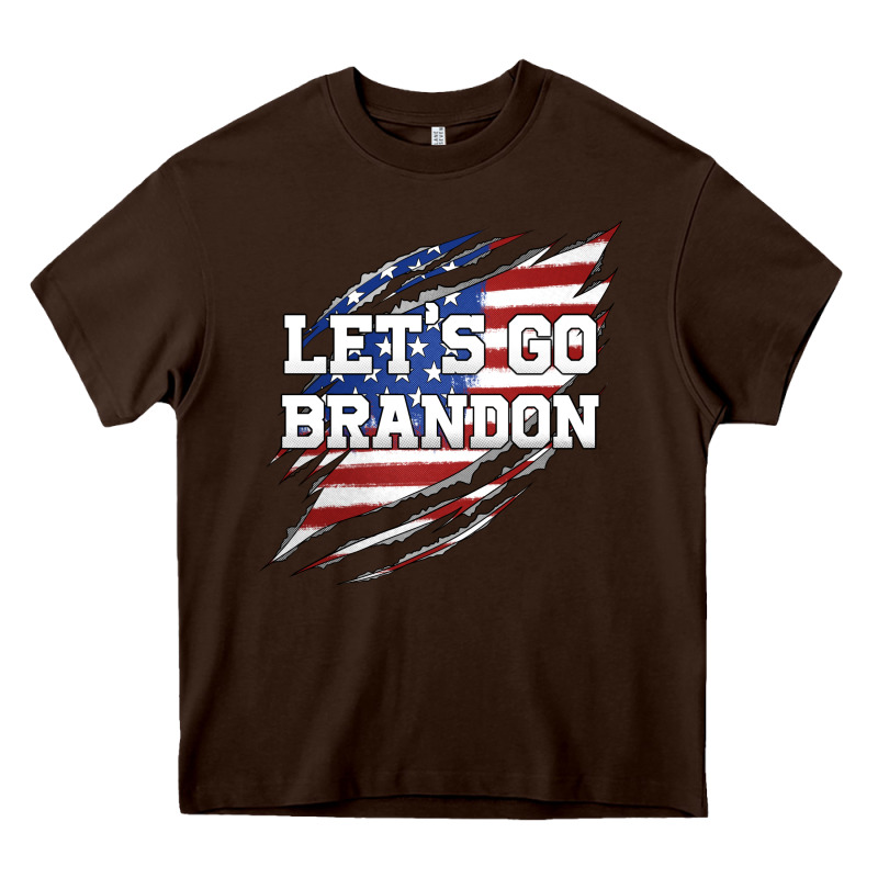 Let's Go Brandon Ripped Cloth With American Flag Heavy Core Tee by Jasminsmagicworld | Teevron