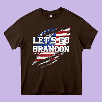Let's Go Brandon Ripped Cloth With American Flag Heavy Core Tee Designed By Jasminsmagicworld
