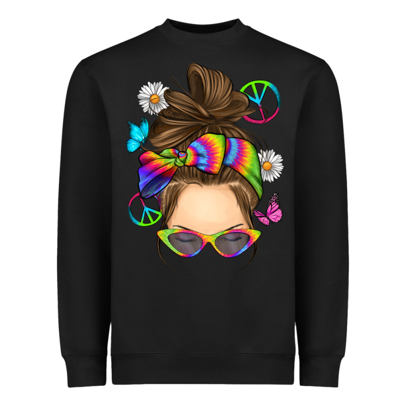 Messy Bun Tie Dye Heavyweight Sweatshirt by RanaPortraitStore | Teevron